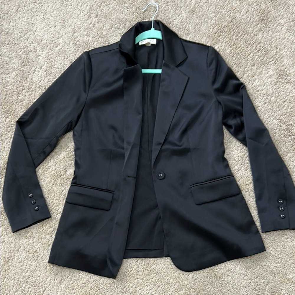 Marled Black Blazer Professional Suit Jacket